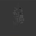 Futuristic Mechanical Structure Models With Platforms Pipes And Circular Modules On Gray Background