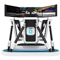 Professional Racing Simulator Setup With Adjustable Seat Steering Wheel And Display Screens