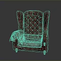 Classic Red Plaid Wingback Armchair With Soft Blanket And Tufted Design