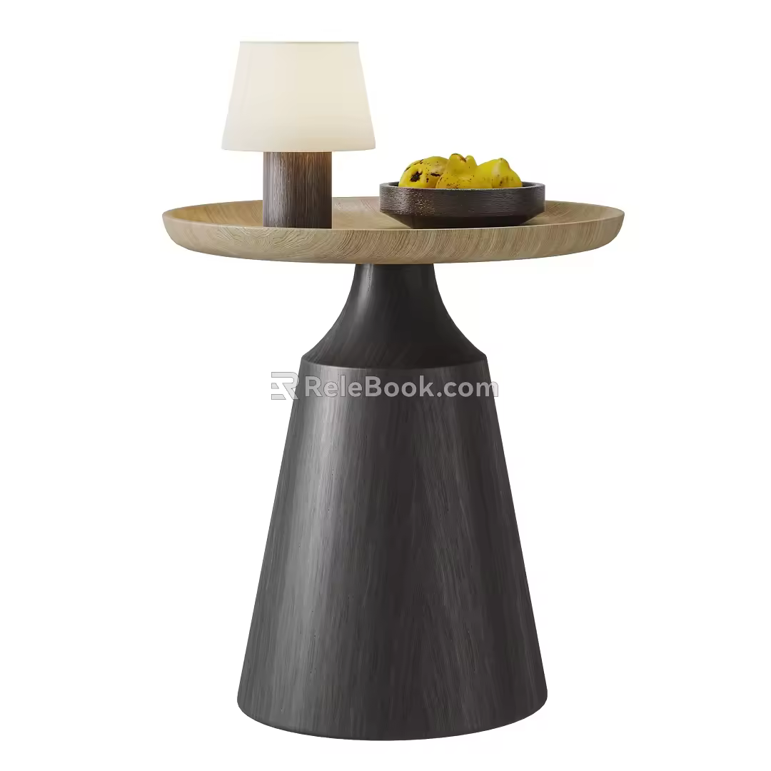 Modern Side Table Combination Small Round Table Round Table Lamp Fruit Plate Ornaments 3d model