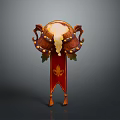 Decorative Home Living Ornament With Wooden Structure Red Banner Gold Accents Leaf Decorations And Tassels