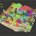 Vibrant Cartoon Scene With Pink Trees Green Grass Yellow Path And Cute Mushrooms