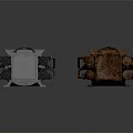 New And Rusty Industrial Mechanical Equipment With Metal Frames Wheels And Components