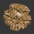 Detailed Golden Organ And Hair Structure With Spherical Protrusions And Holes