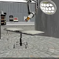 Modern Operating Room Interior With Surgical Lamp Operating Table And Medical Equipment