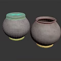 Two Gray Ceramic Jars With Pink Lid And Golden Base Decorative Household Items