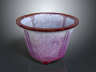 Plant Pot With Purple Textured Surface Brown Rim And Footed Base For Indoor Plants 3d model