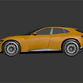 Yellow Modern Sporty Car With Sleek Coupe Design Black Roof And Black Wheels