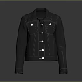Black Leather Jacket With Lapel Collar And Button Closure For Casual Wear 3d model