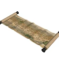Unfolded Traditional Chinese Scroll Painting With Detailed Landscape And Human Figures