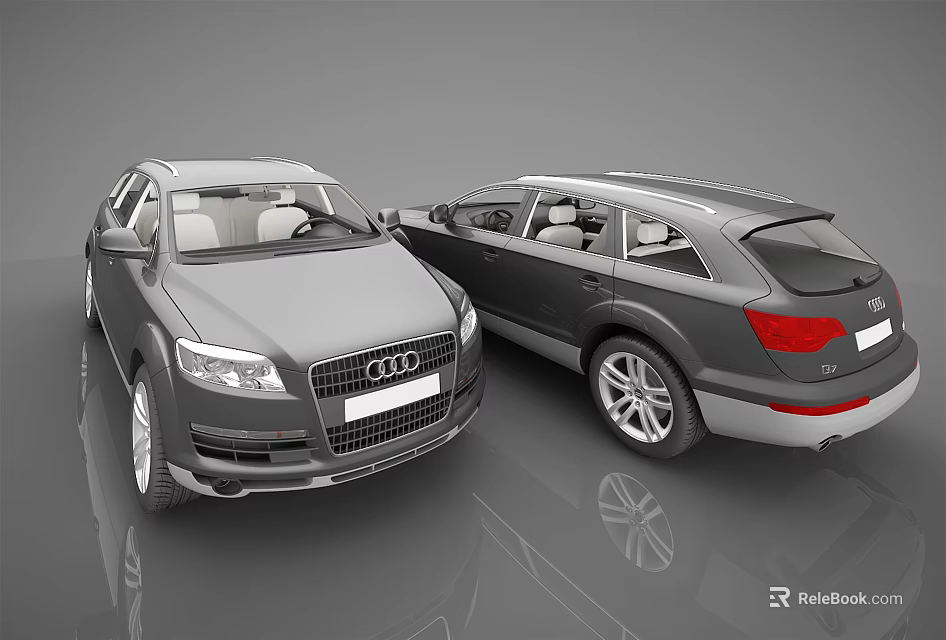 Two Gray Audi SUVs Front and Rear View With Modern Exterior Design 3d model