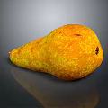 Realistic Yellow Speckled Pear On Dark Reflective Surface With Smooth Texture