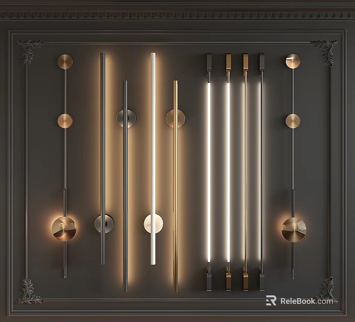 Modern Wall Mounted Lamps With Diverse Styles And Brass Accents For Home Decoration 3d model 
