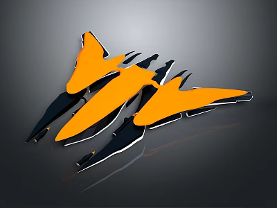 Three Orange And Black Spacecraft Models For Future Cosmic Exploration Missions 3d model