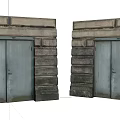 Stone Entrance Gates with Double Door Design and Striped Stone Facade in Classic Architectural Style