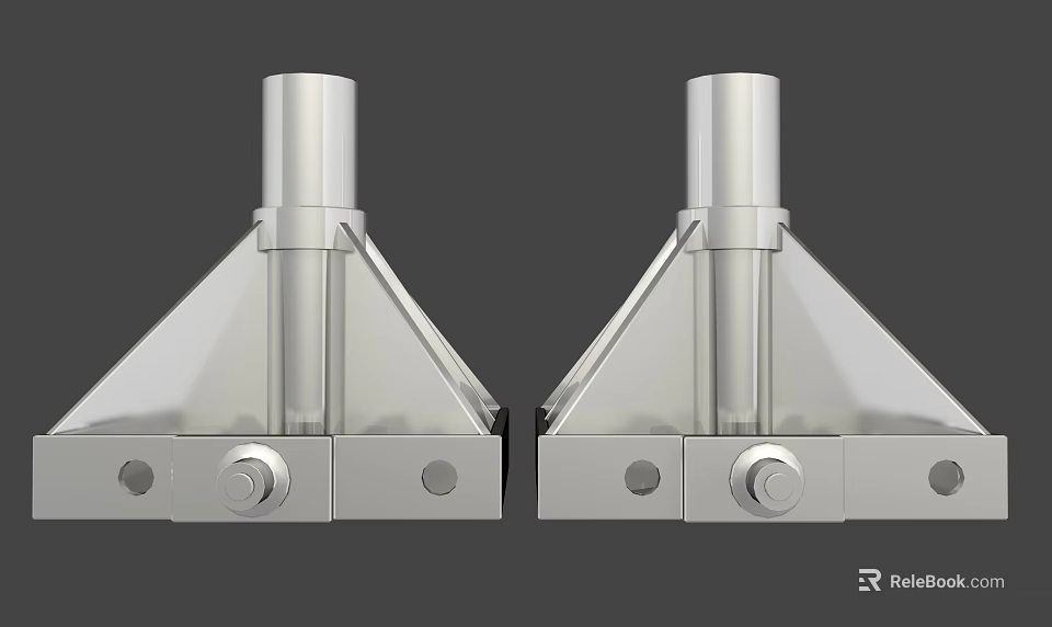 Industrial Equipment Silver Metal Structure with Conical Base and Cylindrical Components Bolts and Holes 3d model 