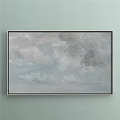 Vintage Landscape Painting With Dramatic Sky Clouds Lighthouse Sea Ships And Shore Figure