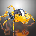 Intelligent Spider Like Machine With Yellow Body Mechanical Legs And Circular Component 3d model