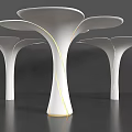 Modern Sculptural White Pillars With Flowing Curved Shapes And Gold Accent Lines