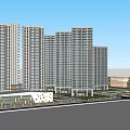 Modern High Rise Residential Buildings With Green Areas And Wide Roads Under Blue Sky