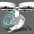 Smart Machine Drone Design With Multiple Rotors And Transparent Cabin Structure 3d model