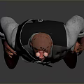 Bald Male Character Standing In Gray Vest Light Blue Rolled Sleeves Gun Holster Brown Boots