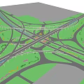 Municipal Road Interchange Design Featuring Multiple Lanes And Greenery 3d model