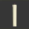White Tall Cylindrical Candle With Red Wick On Gray Background Surface