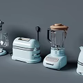 Pastel Blue Vintage Style Kitchen Appliances Including Mixer Toaster Blender And Kettle