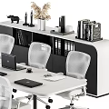 Modern Office Desk Setup With Ergonomic Mesh Chairs Laptop Files And Supplies