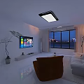 Modern Living Dining Room Interior Design With White Sofa Brown Chair And Large Window