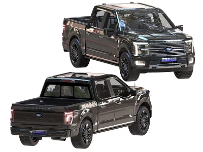 Ford Stylish Black Pickup Truck Exterior With Front And Rear Views 3d model