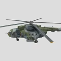 Detailed Military Camouflage Helicopter With Rotors Fuselage And Equipment Structure