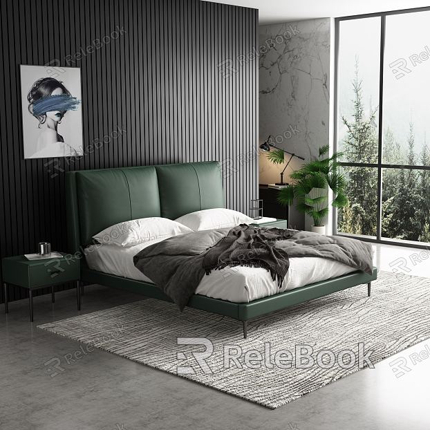 Modern background double bed model