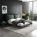 Modern background double bed 3d model