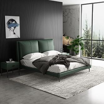 Modern background double bed 3d model