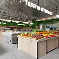 Spacious Modern Supermarket With Neatly Arranged Fresh Fruits Vegetables And High Quality Imported Grocery Products