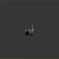 Detailed Space Carrier Model With Blue Hull Wooden Deck And Red White Stripes