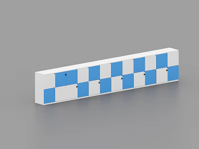 Classroom Storage Cabinet With Blue And White Checkered Design For Organizing Supplies 3d model
