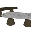 Oval Modern Dining Table With Marble Tabletop And Rippled Legs Design 3d model