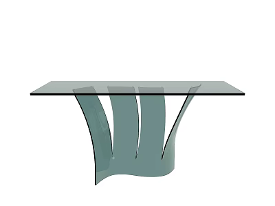 Modern Glass Dining Table With Sleek Curved Metal Base Design 3d model