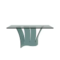 Modern Glass Dining Table With Sleek Curved Metal Base Design
