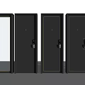 Modern Black Security Doors With Glass Panel Metal Lock And Various Designs 3d model