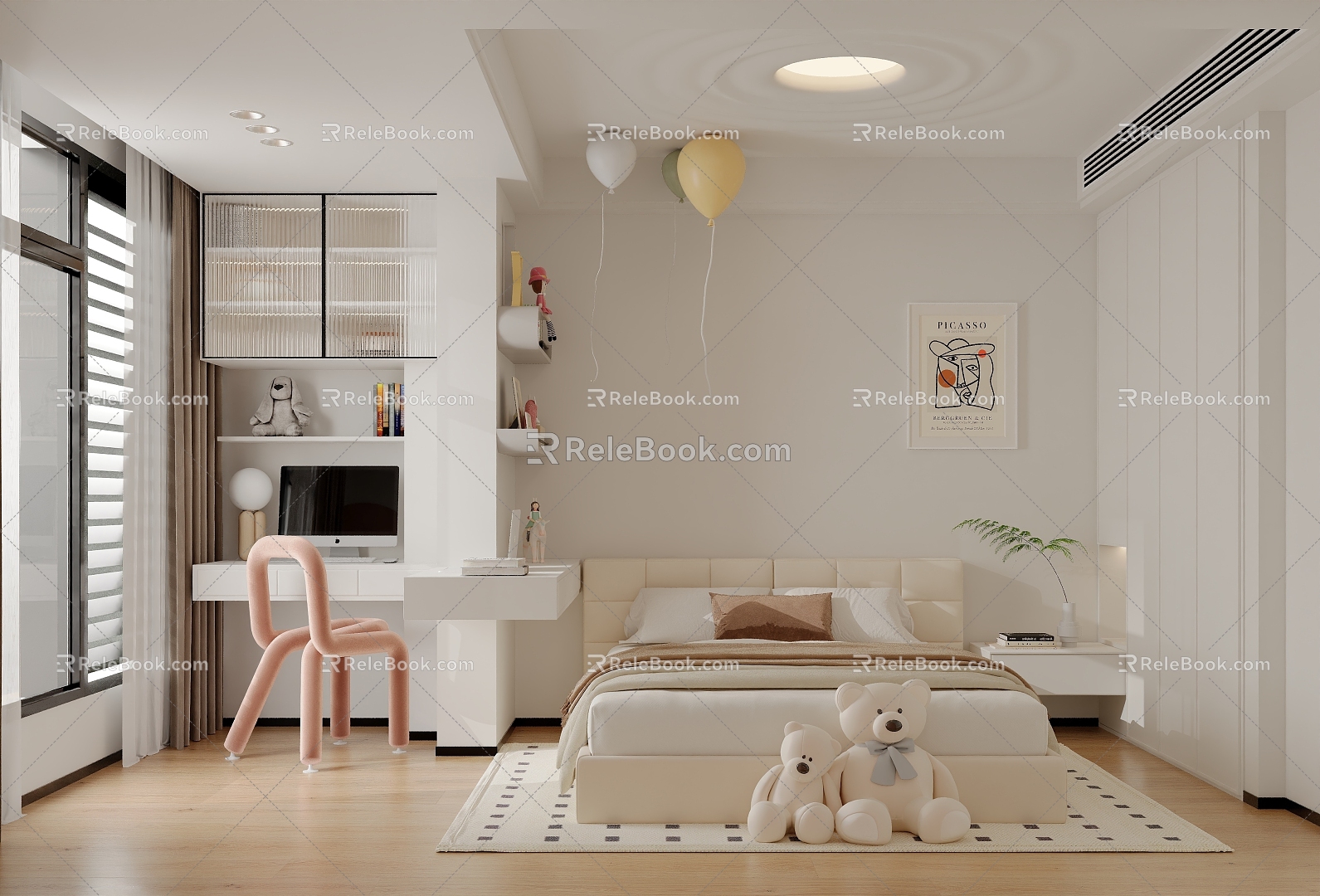 Bedroom Cream Bedroom Kids Room 3d model