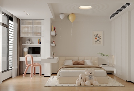 Bedroom Cream Bedroom Kids Room 3d model