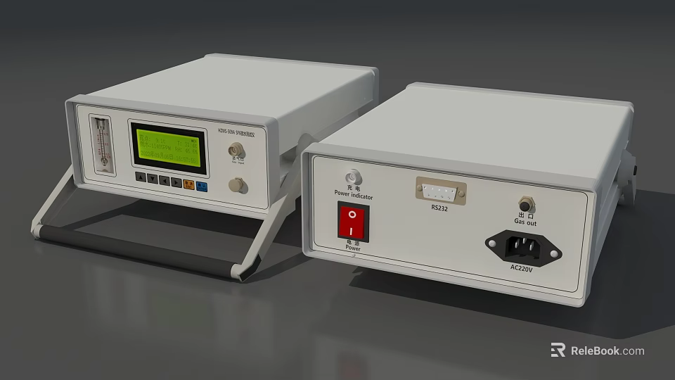 Industrial Equipment With White Casing Digital Display Screen And Control Panel 3d model 