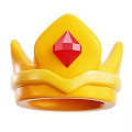 Yellow Decorative Crown With Red Diamond Center And Shiny Design