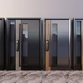Modern Security Doors With Black Metal Frames Wooden Accents And Glass Panels