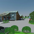 Aerial Planning of Modern Building Complex With Parking Lot Trees and Roads