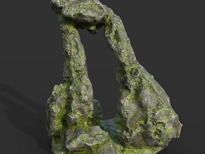 Natural Stone Formation With Irregular Arch Shape And Moss Covered Surface 3d model
